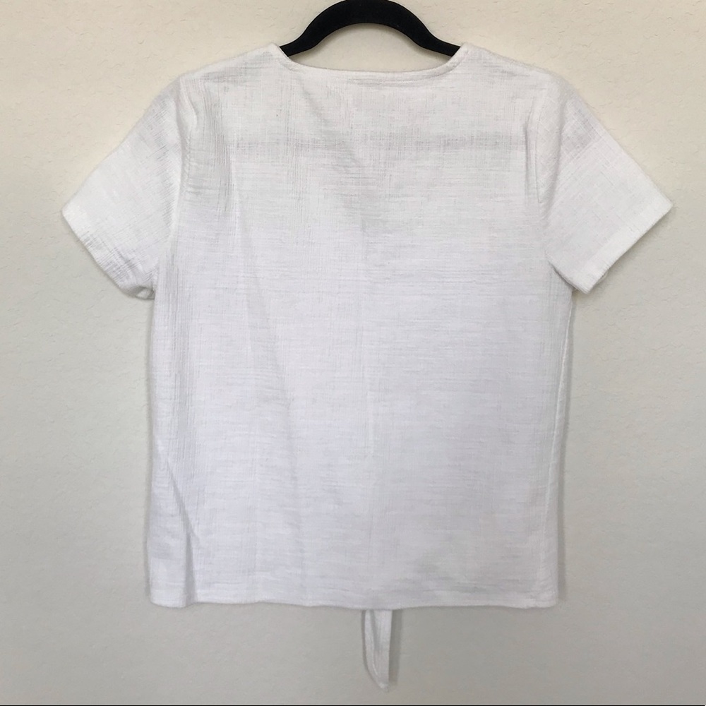 J Crew White V Neck Front Tie Top - Picture 2 of 4